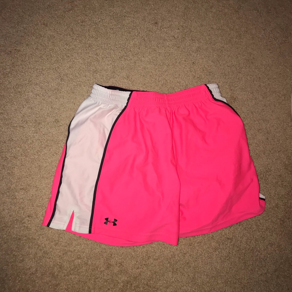 Pink and White Under Armour Shorts
